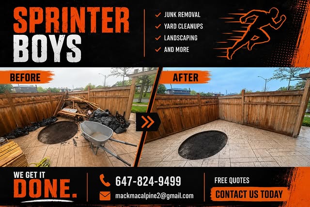 Yard cleanup before and after